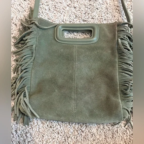Maje M Bag - Fringe Olive Green Suede - Picture 4 of 8